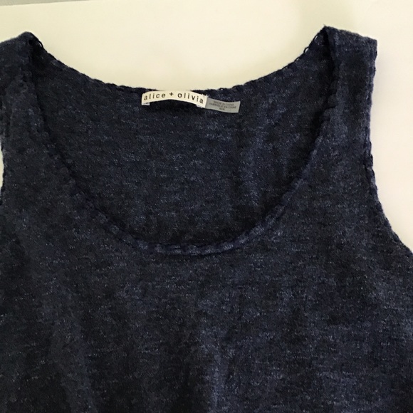 ALICE + OLIVIA BLUE COTTON TIE FRONT TANK TOP MEDIUM - Picture 14 of 15